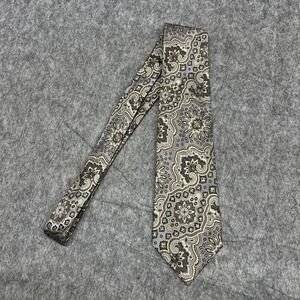 Bocara Tie Mens Extra Long XL Gray Gold Paisley 100% Silk Handmade Necktie